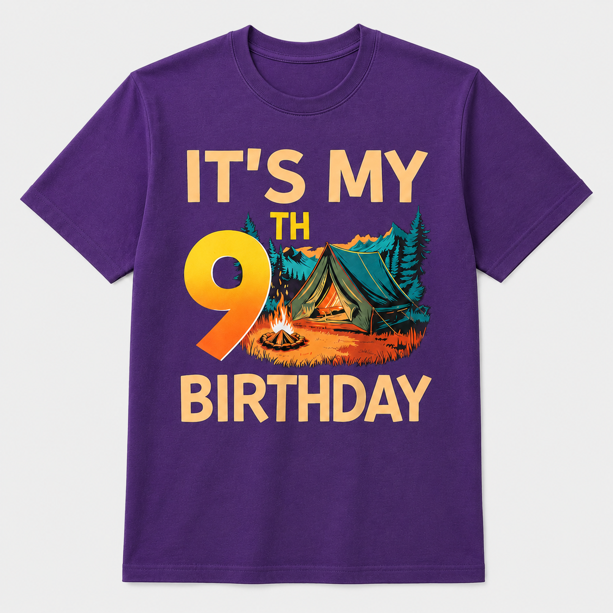 9 Year Old Boy Girl It's My 9th Birthday Camping Party Shirt