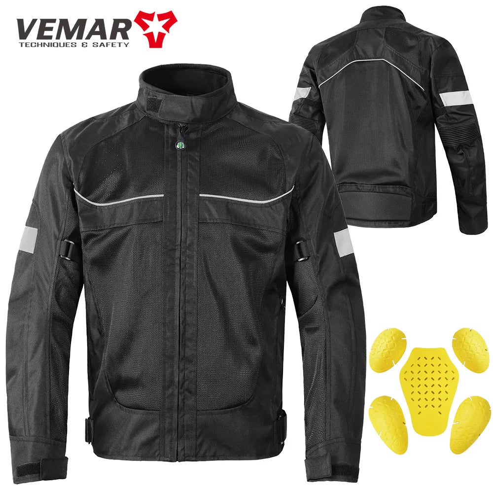 Vemar Men's Motorcycle Jacket – Mesh Motocross Protective Riding Coat