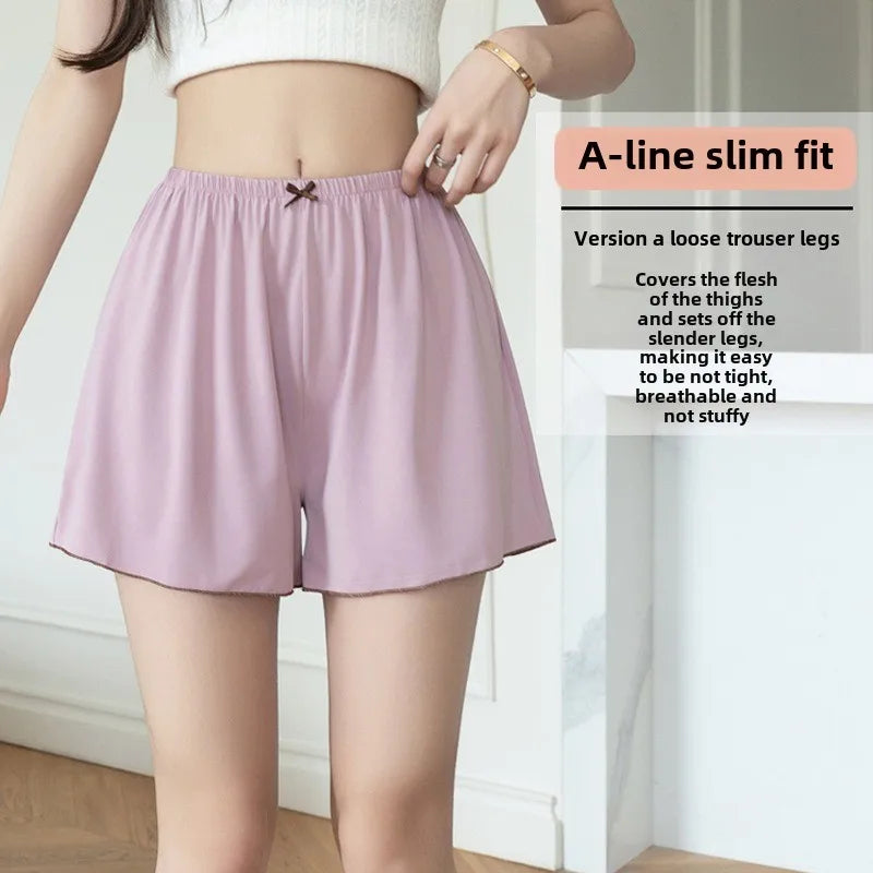 Ice Silk Pajama Shorts – Loose Breathable Summer Home Shorts