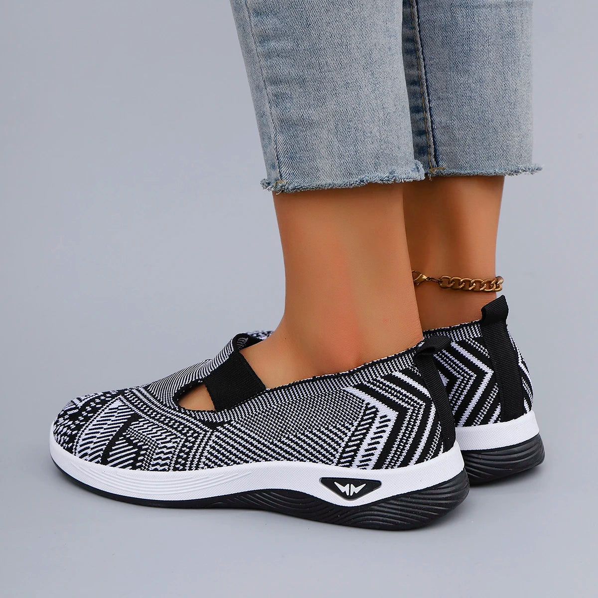 Women's Slip-On Knit Sneakers – Breathable Mesh Flat Shoes