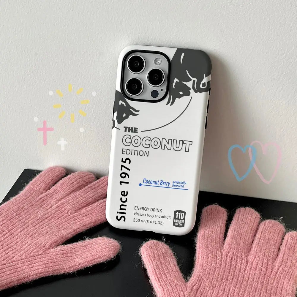 Bull Drink Stylish Design Phone Case Film Shell Iphone 16e 16 15 14 13 12 11 Pro Max Plus Xs