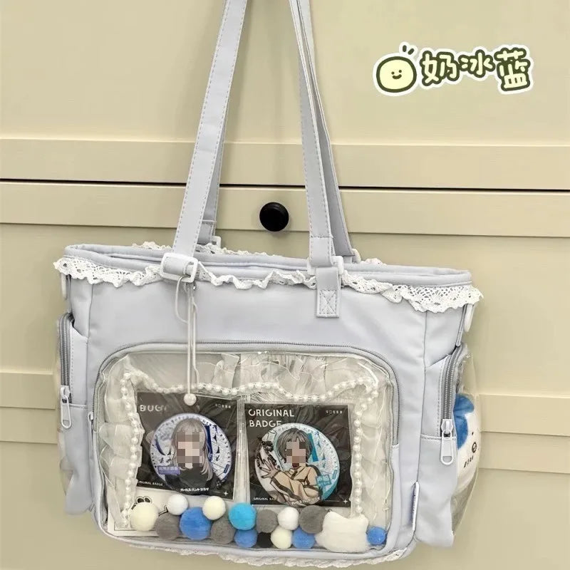 Ita Bag Large Capacity – Kawaii Anime Crossbody Bag with Clear Lace Window