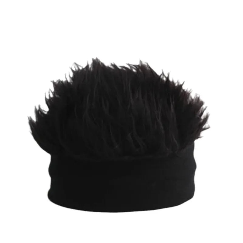 Wig Beanie Hat – Funny Faux Hair Knit Cap for Men & Women