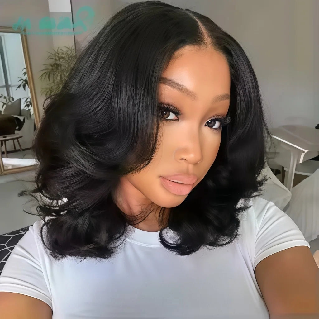 13x4 HD Lace Front Bob Wig Body Wave Human Hair Pre Plucked