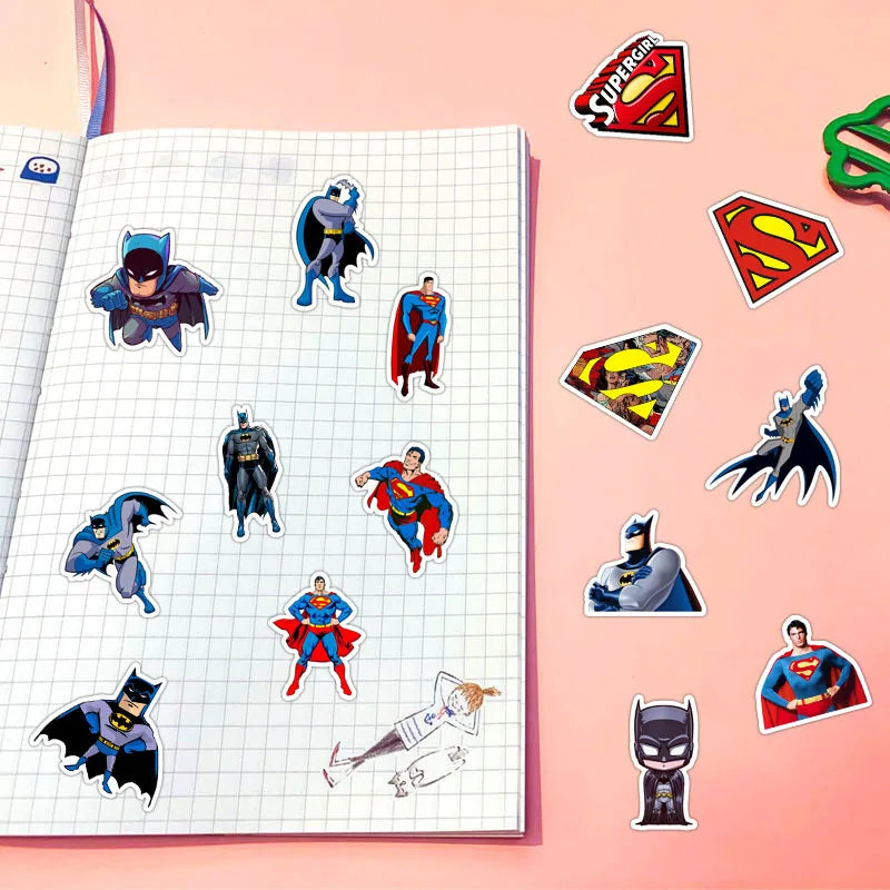 Superhero Sticker Pack 45pcs – Batman & Superman Decals for Kids