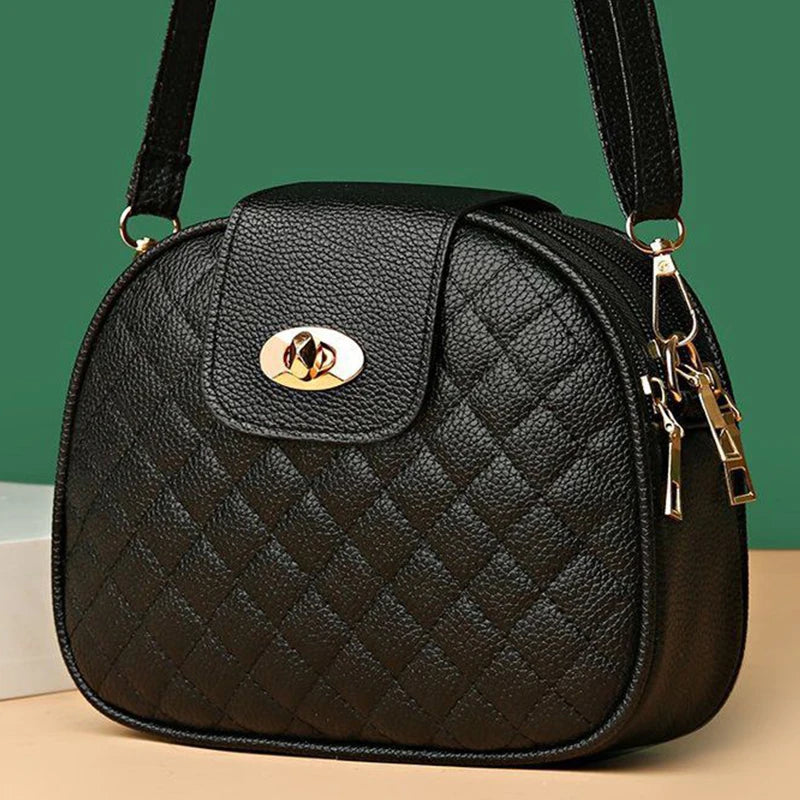 Quilted Leather Crossbody Bag – Elegant Women's Shoulder Bag