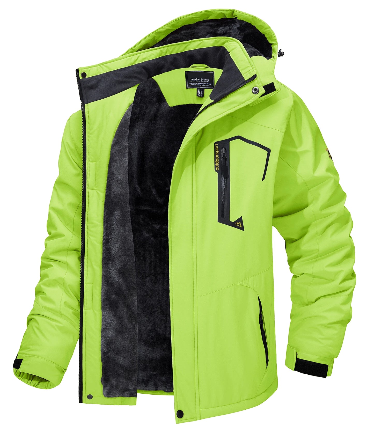 Men's Fleece-Lined Mountain Jacket – Removable Hood Hiking Coat