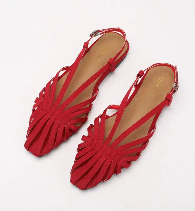 Women's Flat Sandals – Multi-Strap Cage Design Dress Shoes