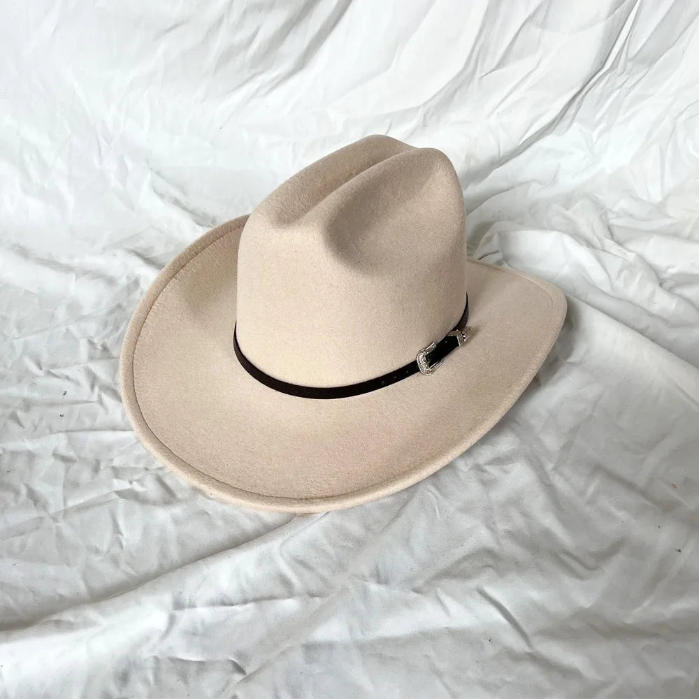 Wide Brim Cowboy Hat – Vintage Western Felt Hat for Men & Women