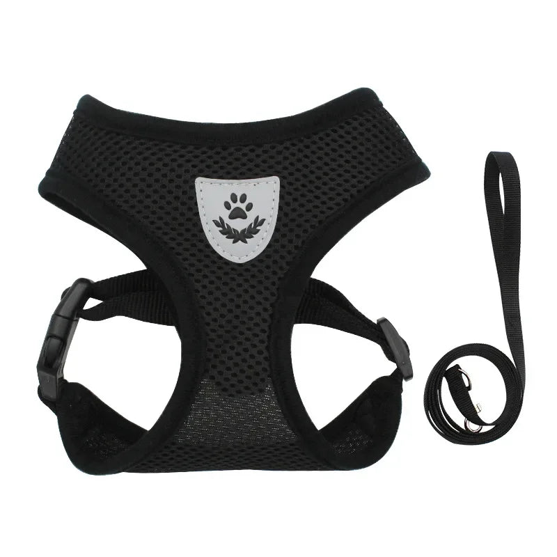 Breathable Mesh Cat & Dog Harness with Leash – Adjustable Reflective Vest
