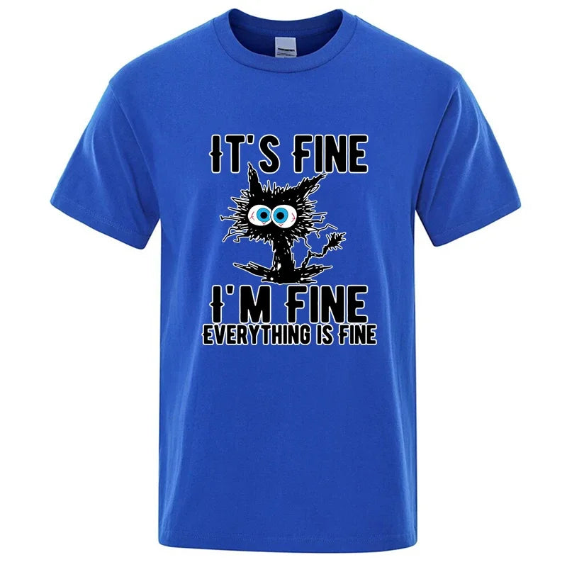 Funny Cool Cat Graphic T Shirt Casual Short Sleeve Tee