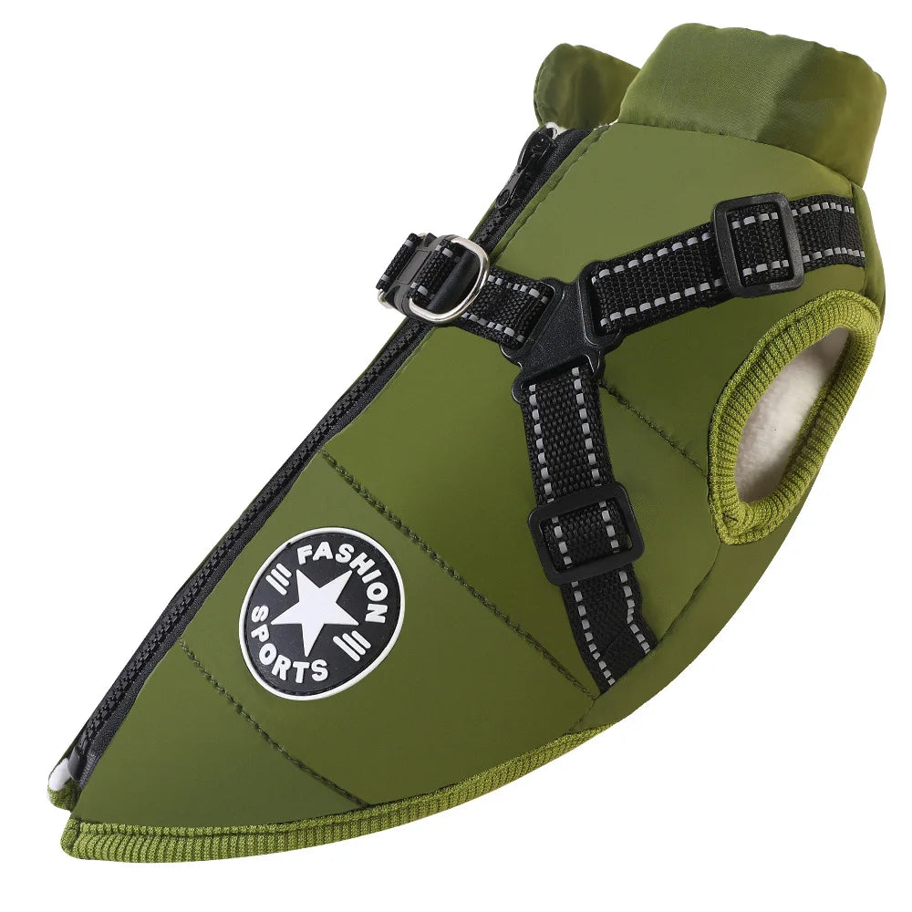 Dog Winter Jacket with Harness – Waterproof Warm Coat Vest
