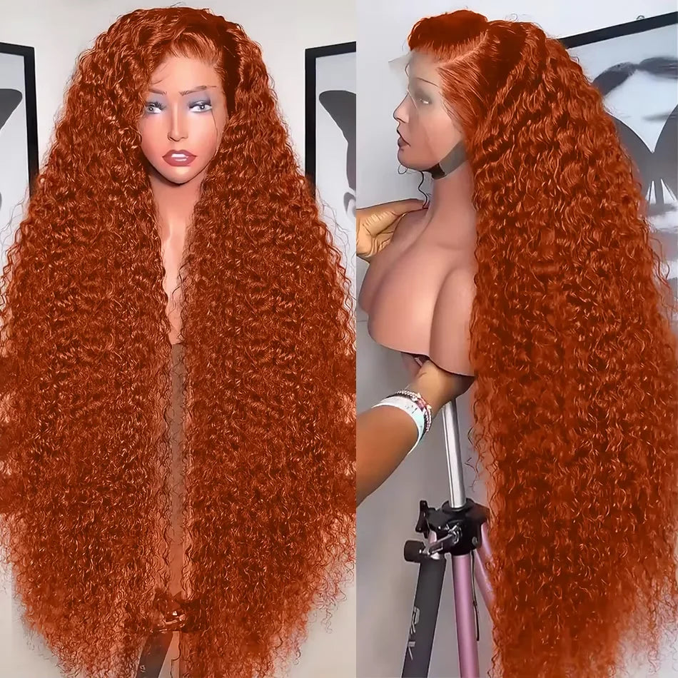 Ginger Orange Curly Lace Front Wig Human Hair 13x4 13x6