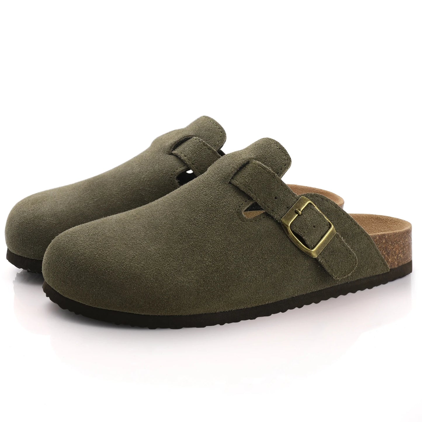 Women S Suede Mules Slippers Men Clogs Cork Insole Sandals Arch Support Outdoor Beach Slides Home