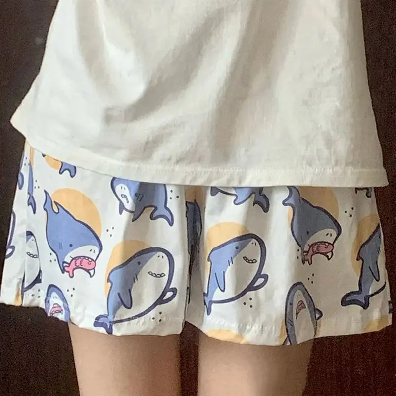 Women's Cartoon Print Lounge Shorts – Cute Floral & Animal Pattern Sleep Pants
