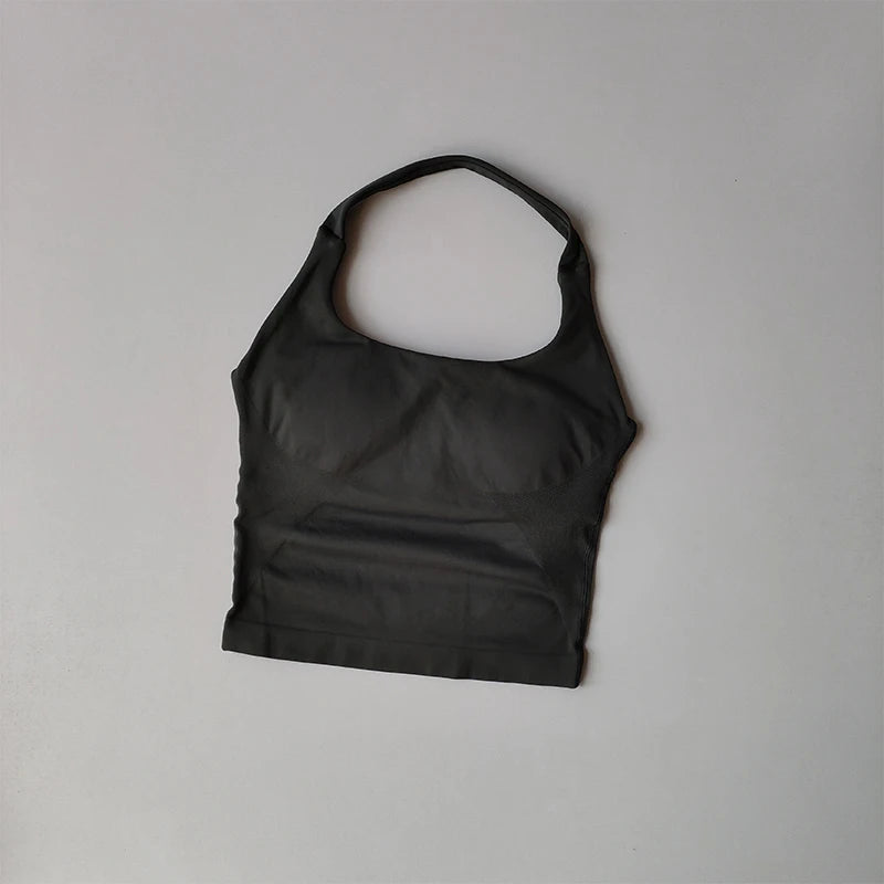 Halter Sports Bra for Women – Longline Shockproof Yoga Gym Top
