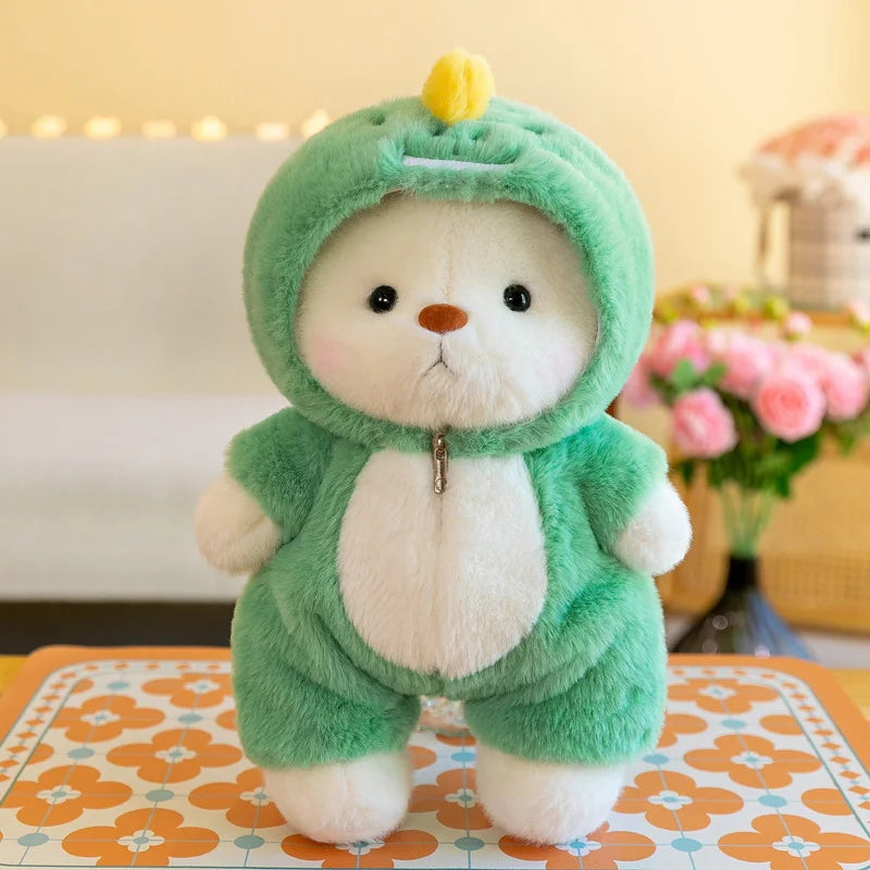 Kawaii Bear Plush Toy in Animal Costume Onesie – Soft Stuffed Doll