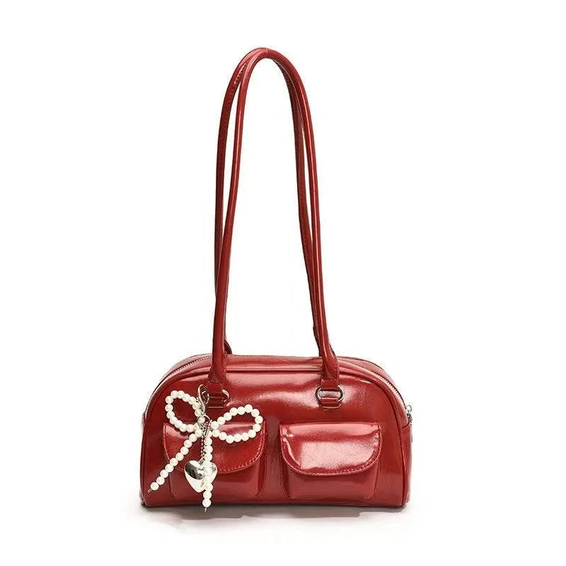 Korean Pearl Bow Shoulder Bag – Women's Pillow Handbag
