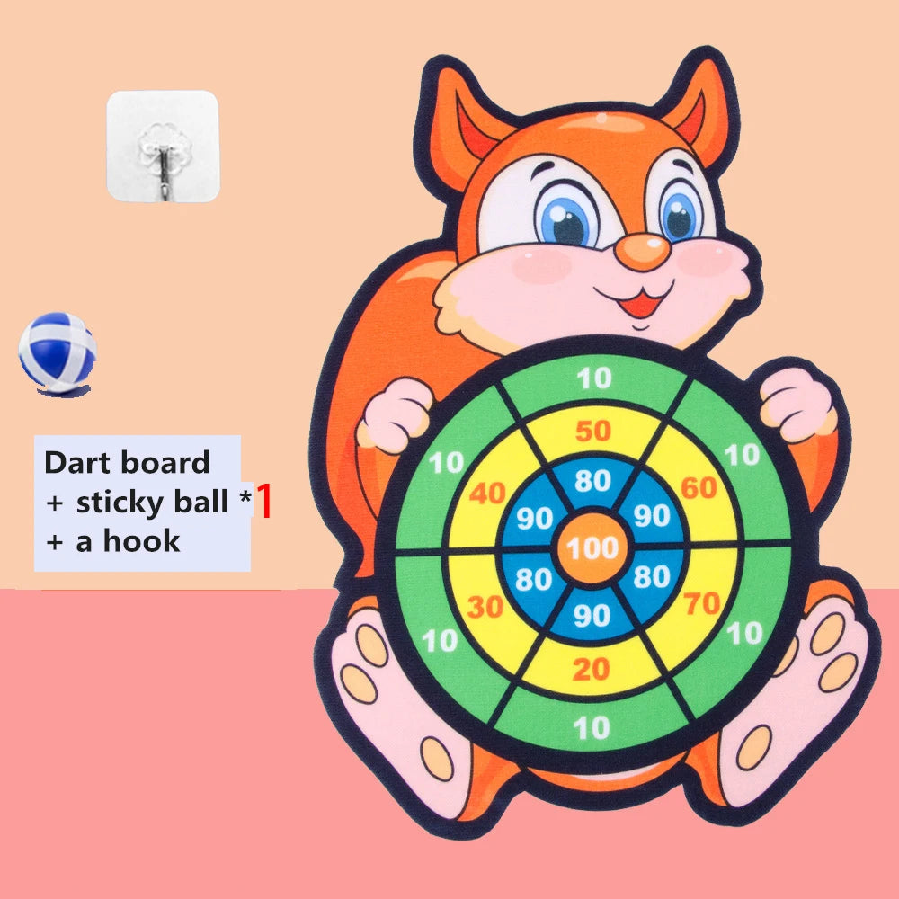 Kids Cartoon Animal Dart Board with Sticky Balls – Safe Indoor Toy