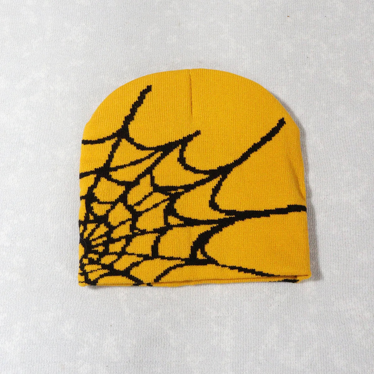 Spider Web Knit Beanie – Y2K Goth Skull Cap