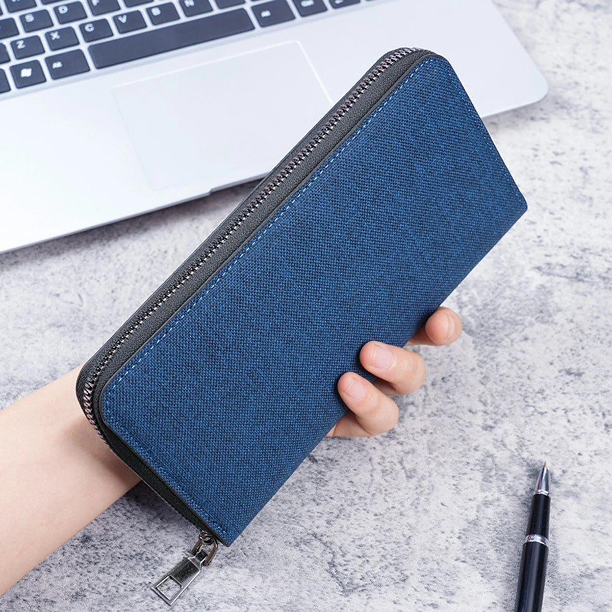 Men's Large Capacity Canvas Zipper Wallet