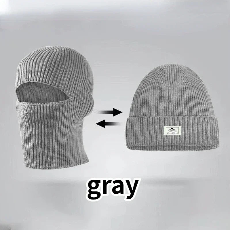 2-in-1 Knitted Balaclava Beanie Hat – Windproof Full Face Ski Mask