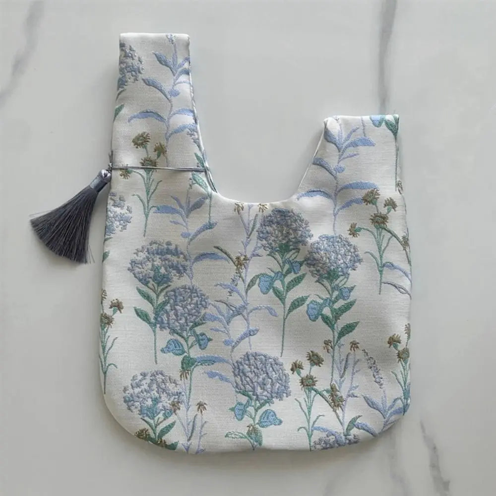 Chinese Style Embroidered Wrist Bag with Tassel Pendant