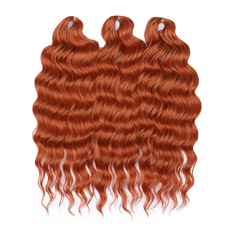 Anna 24 Inch Synthetic Hair Water Wave Braiding Extensions Ombre Blonde Deep Afro Curl Twist Crochet