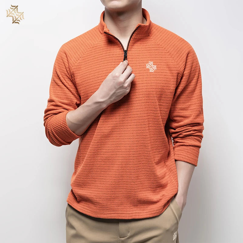 Quarter-Zip Long Sleeve Polo Shirt – Men's Breathable Sportswear