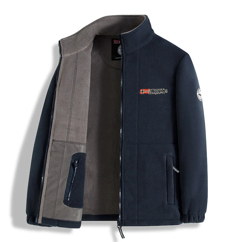 Men's Thick Polar Fleece Jacket – Full-Zip Warm Outdoor Winter Coat