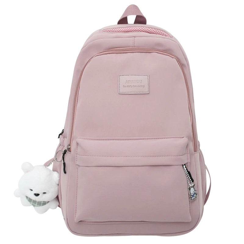 Cute Waterproof Laptop Backpack for Women – School & Travel Bag with Pendant