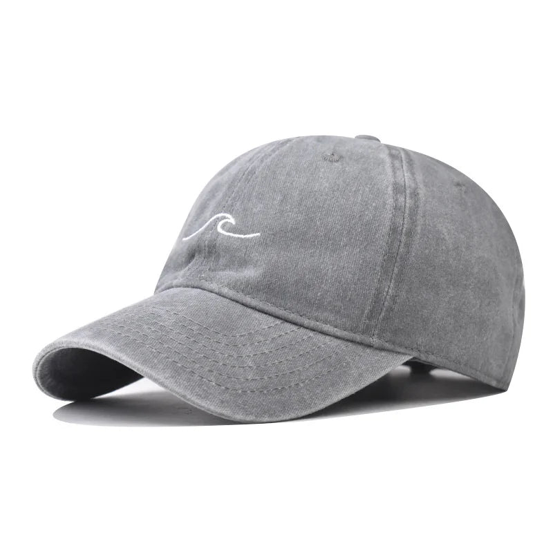 Wave Embroidered Baseball Cap – Washed Cotton Dad Hat
