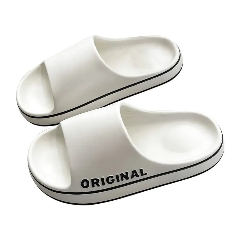 Feslishoet Women Letter Slippers Beach Slides Solid Color Mens Thick Sole Indoor Bathroom Anti Slip