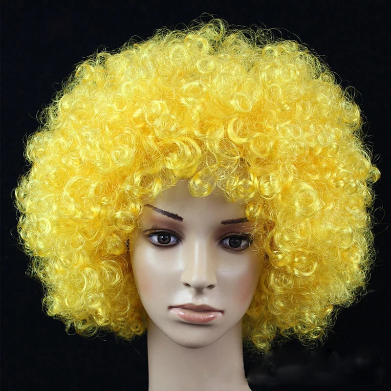 Women Curly Cosplay Wig Short Wavy Hair Colorful Synthetic Daily Party Men Football Fan Wearing Kids