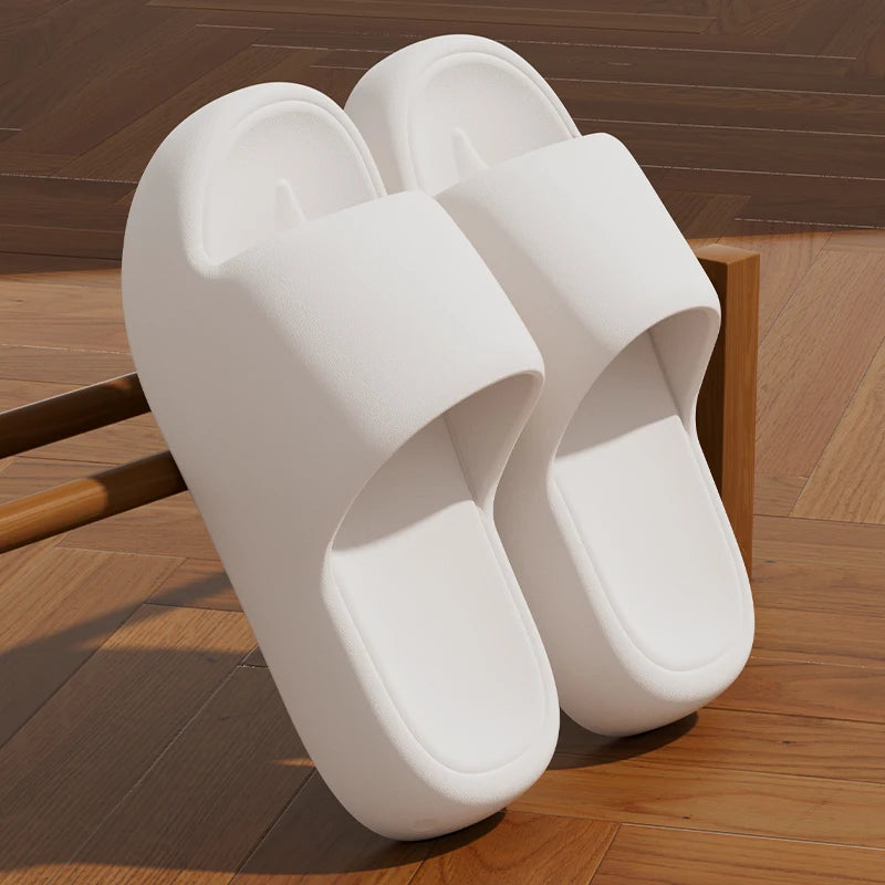 Unisex Bathroom Slippers Cloud Cushion Slides Summer Flat Sandals Thick Platform Shoes Man Indoor