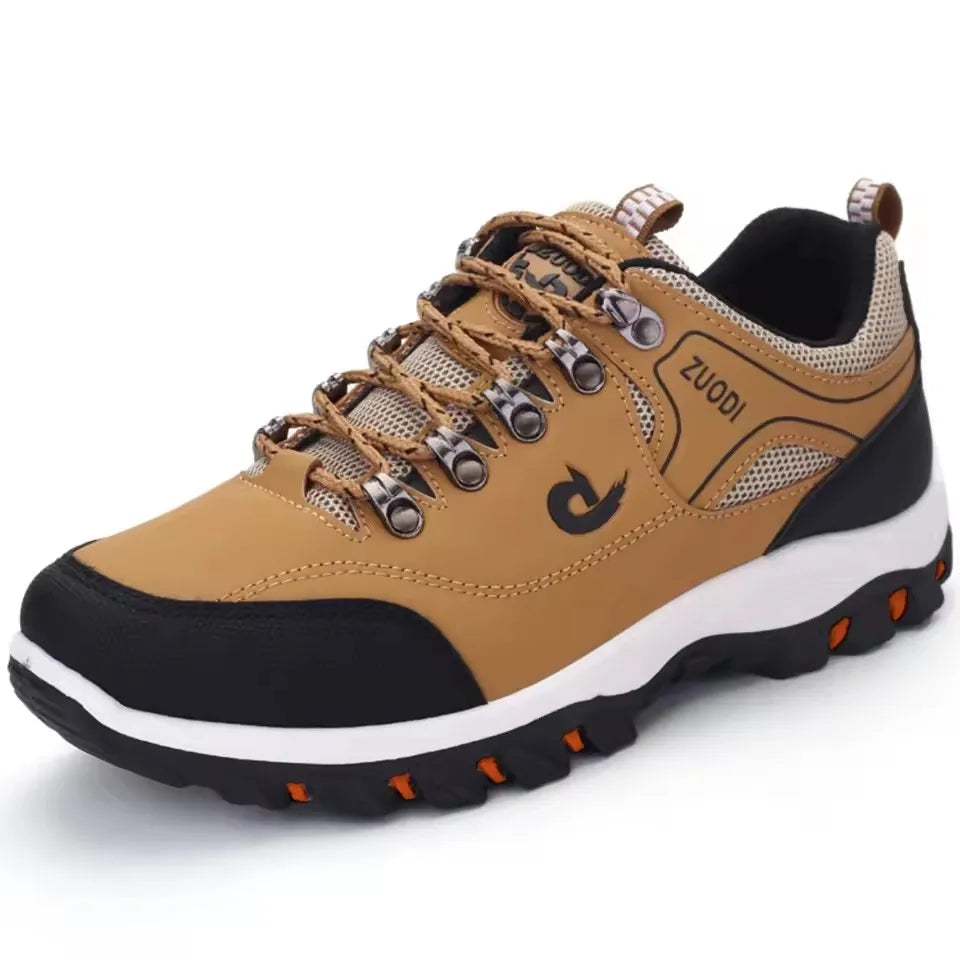 Men's Leather Lace-Up Sneakers – Non-Slip Casual Walking Shoes