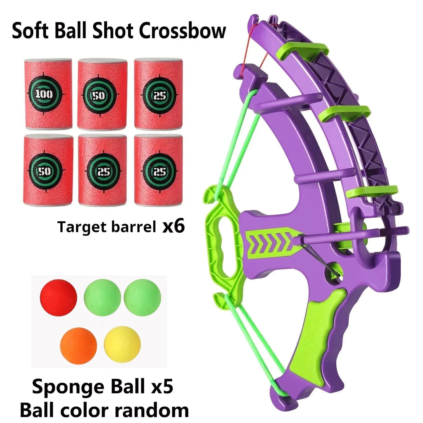 Kids Soft Ball Crossbow Toy Set with Target Barrels & Sponge Balls