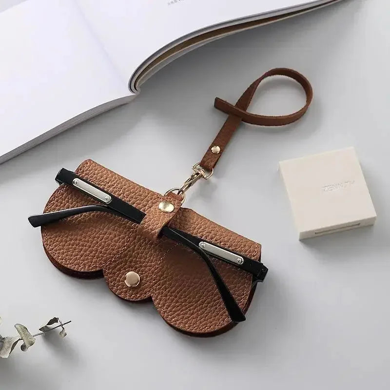 Litchi PU Leather Hanging Glasses Case – Portable Eyewear Holder