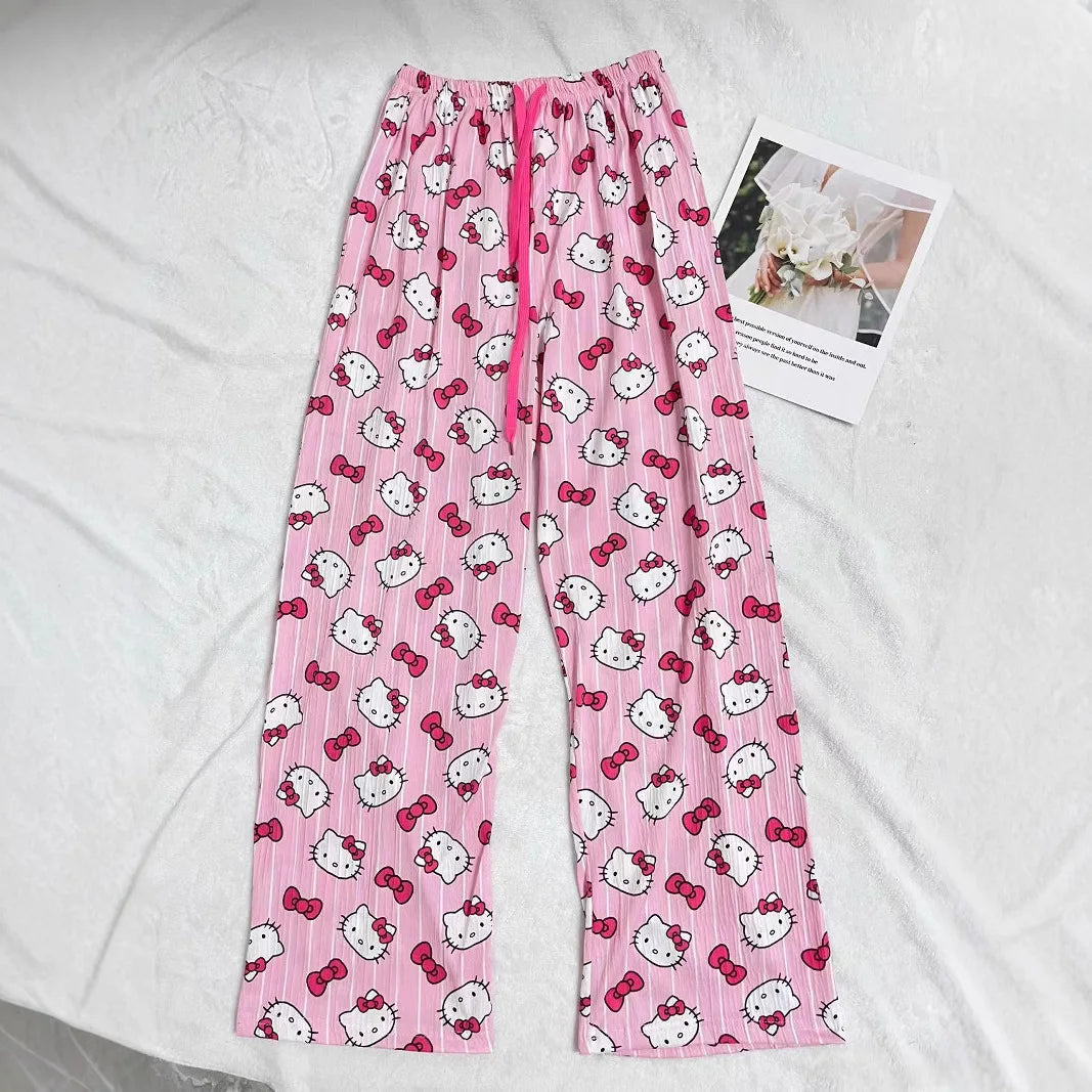 Hello Kitty Pajama Pants – Anime Cartoon Sanrio Sleepwear Trousers