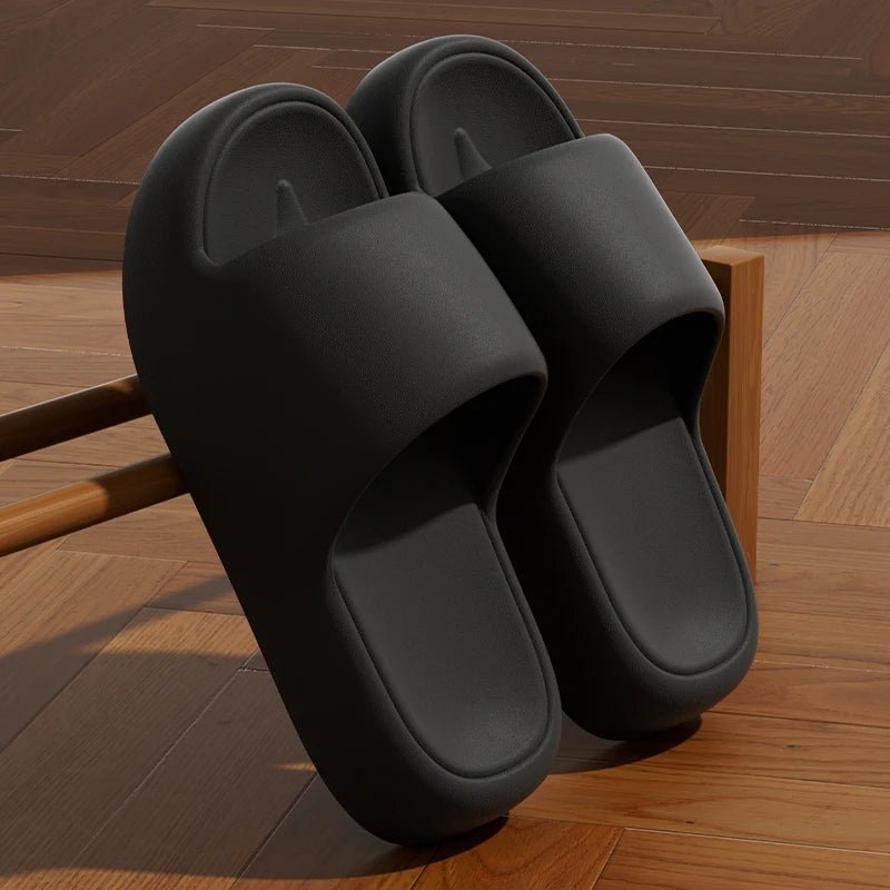 Unisex Non Slip Bathroom Home Slippers Soft Sole Eva Pillow Slides Summer Flat Beach Sandals Woman