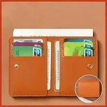 Slim PU Leather Women's Wallet – Ultra-Thin Short Purse with Card Slots & Button Closure