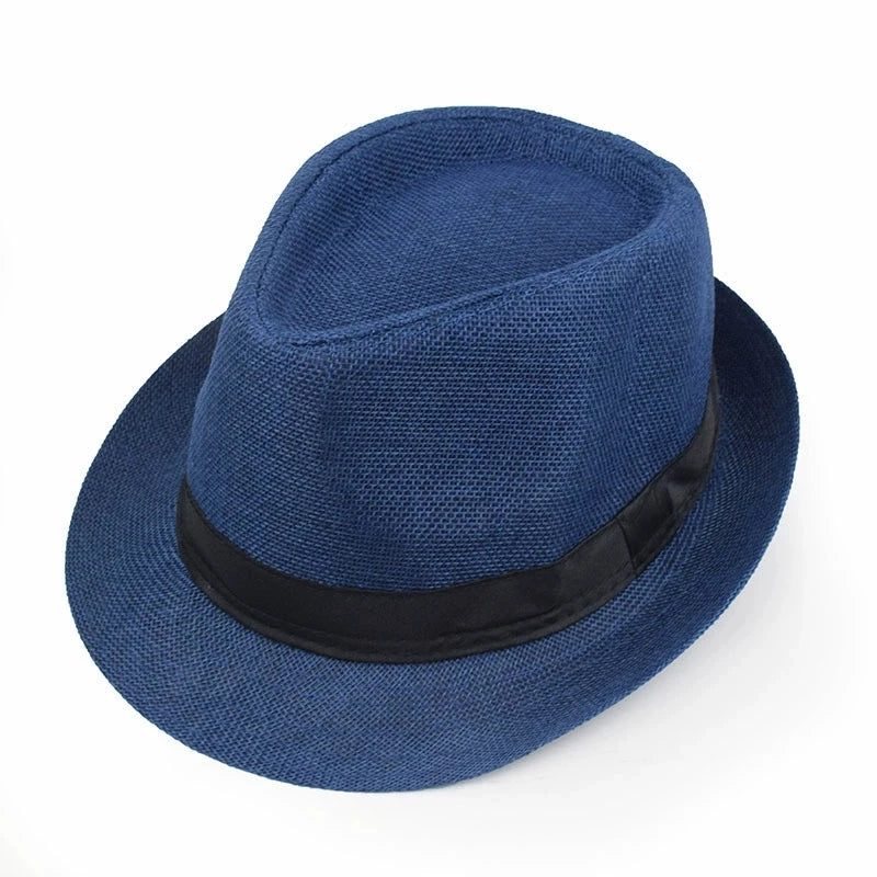 Linen Fedora Sun Hat – Unisex Summer Beach Jazz Cap