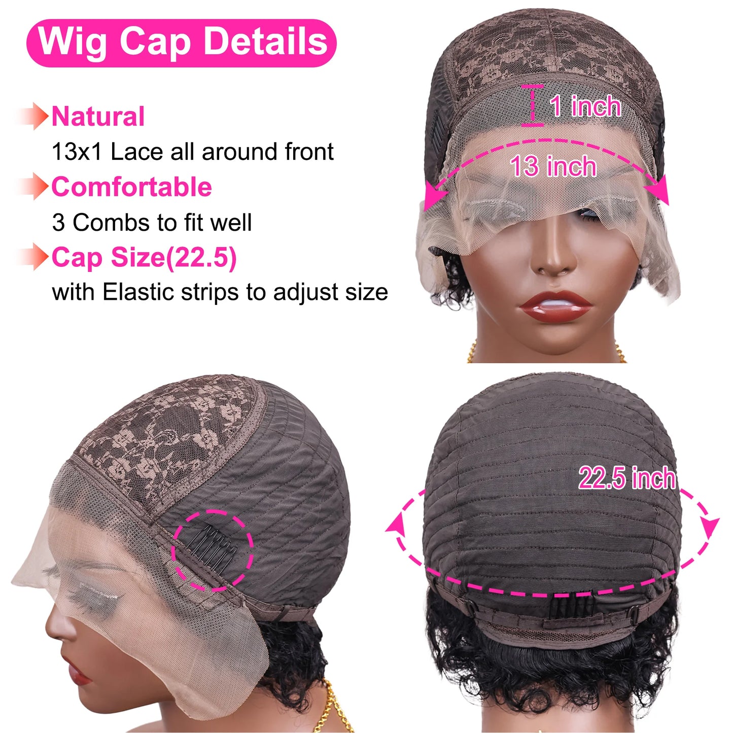 13x1 Lace Front Pixie Cut Wig – Short Curly Human Hair Bob
