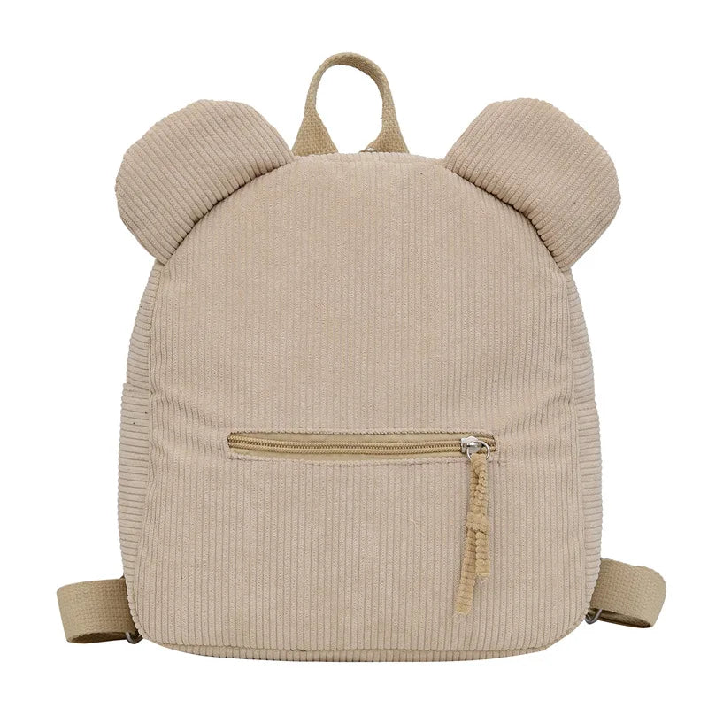 Cute Bear Ear Fleece Backpack for Kids – Girls School Bag