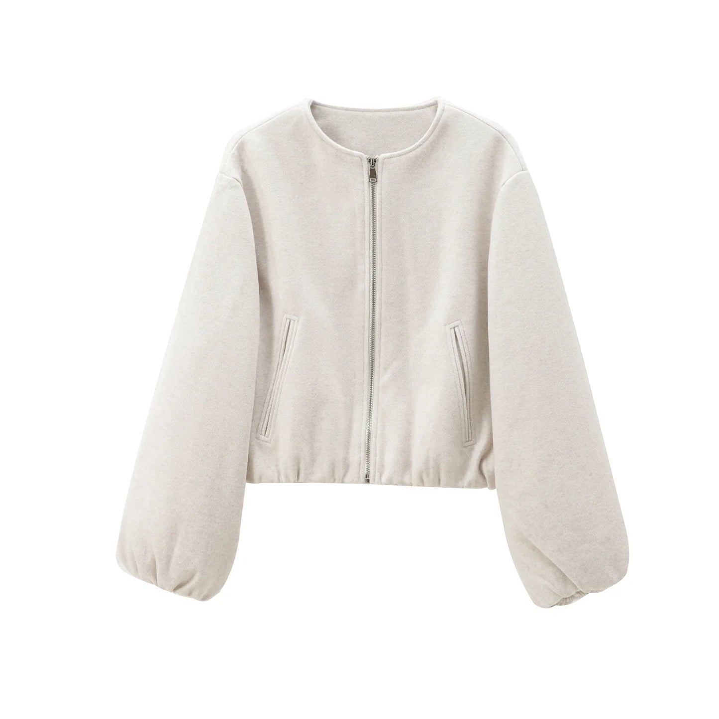 Women's Cropped Bomber Jacket – Soft Zip-Up Casual Outerwear