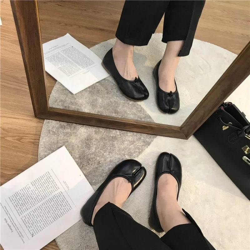 Women's Split-Toe Tabi Ballet Flats | Soft Leather Slip-On