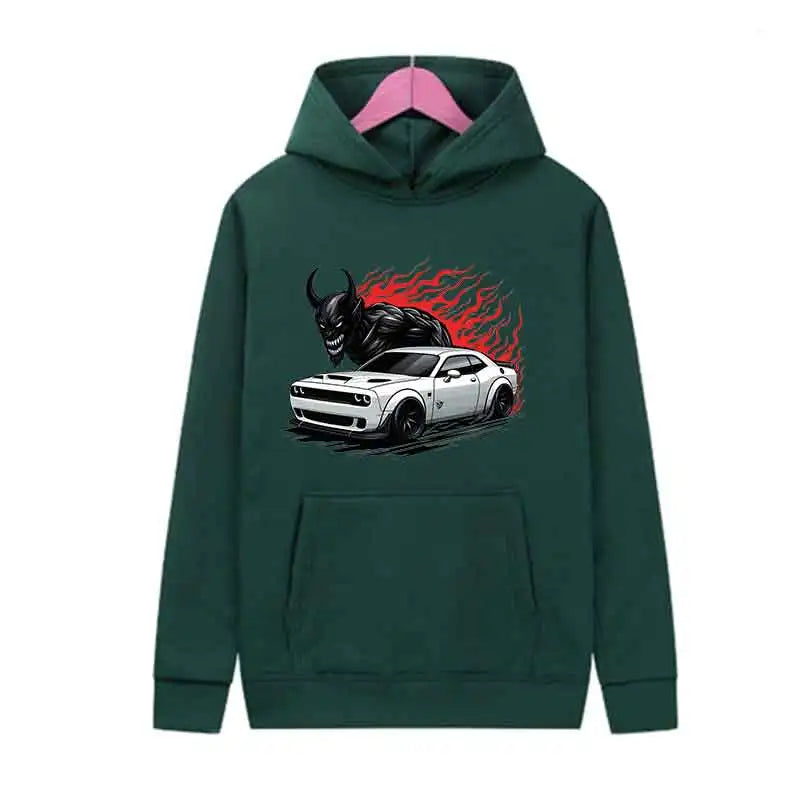 Muscle Supercar Graphic Hoodie Unisex Fleece Streetwear Pullover