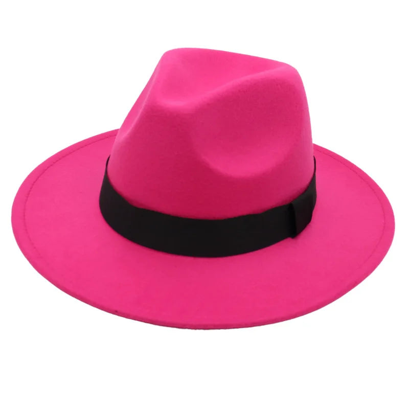 Wide Brim Wool Fedora Hat – Unisex Jazz Panama Hat