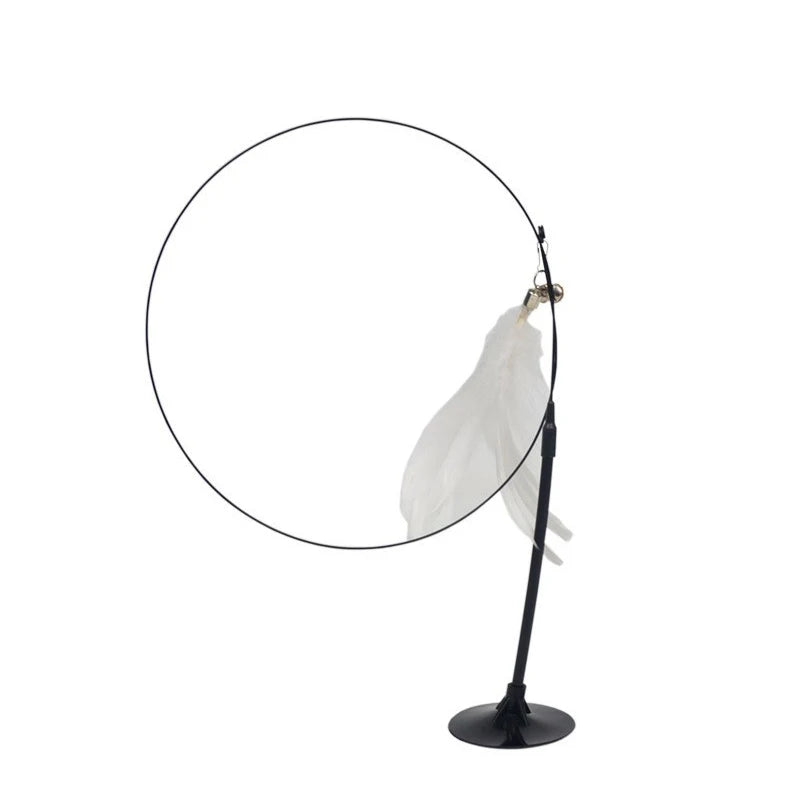 Cat Feather Wand Toy with Suction Cup Base
