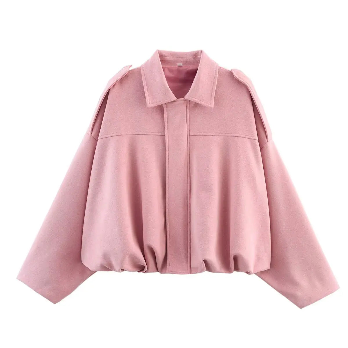 Women's Oversized Suede Bomber Jacket – Long Sleeve Zip-Up Coat